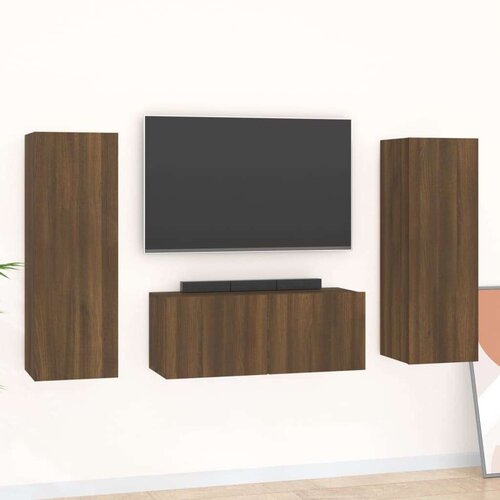  3-dijelni set TV ormarića boja smeđeg hrasta konstruirano drvo Slike