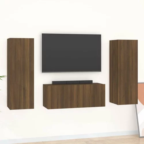  3-dijelni set TV ormarića boja smeđeg hrasta konstruirano drvo
