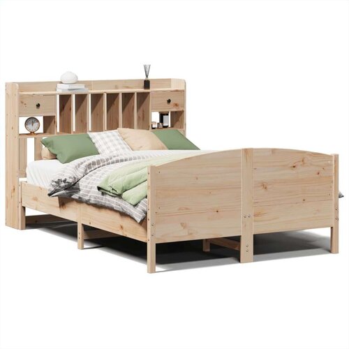 vidaXL Krevet s regalom za knjige bez madraca 140x190 cm od borovine Cene