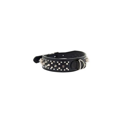  D.Ogrlica Borchie crna 3x64cm kozna sa bodljama Slike