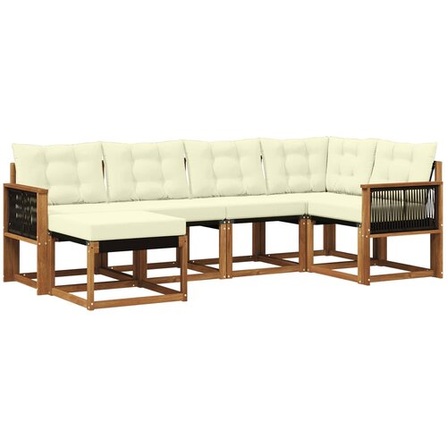 vidaXL Zunanja garnitura za sedenje z blazino 6 pcs Naravna in smetana, (5000281815) Cene