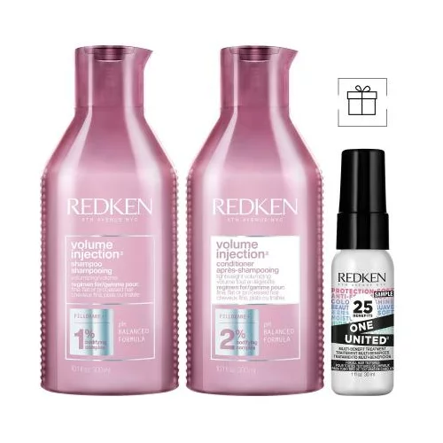 Redken Volume Injection Set šampon 300 ml + balzam za lase 300 ml + za sijoče lase 30 ml za ženske