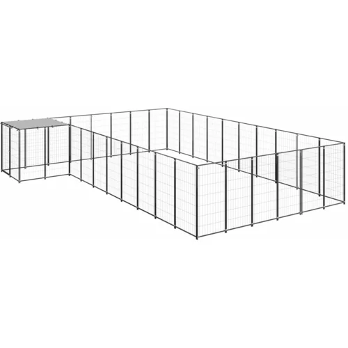 vidaXL kavez za pse crni 19,36 m² čelični
