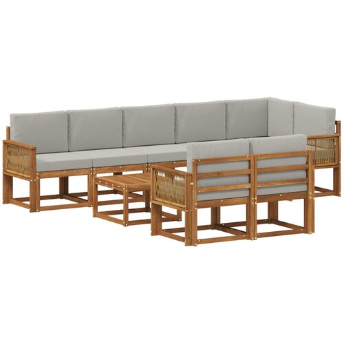 vidaXL Zunanja garnitura za sedenje 9 pcs Naravna in svetlo siva, (5000280125) Cene