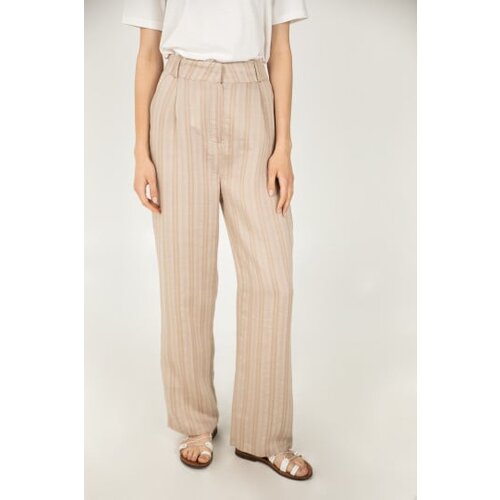 Legendww bež ženske pantalone od pamuka sa prugama i ravnim nogavicama 2505-9360-56 Slike