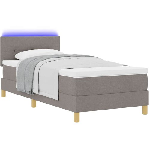  LED Box Spring Krevet Sivo-smeđa 80 x 200 cm tkanina Slike