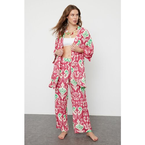 Trendyol Ethnic Patterned Belted Woven Kimono Trouser Set Cene
