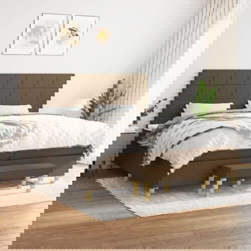  The Living Store Box spring postelja z vzmetnico temno rjav 200x200 cm blago - Box Spring Postelja, (21499393) Cene