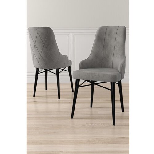 Hanah home set stolica Neta, 46x95x42 cm, 6 dijelova, sivo-crna Cene