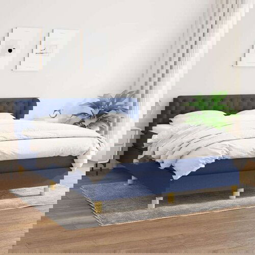  Box spring postelja z vzmetnico modra 140x190 cm blago, (20892961) Slike