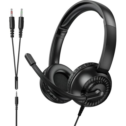 Oem Hoko, Žične avdio slu&scaron;alke Jack 3.5mm z mikrofonom za odpravljanje hrupa, vrtljivim, Črna, (5000228710) Cene