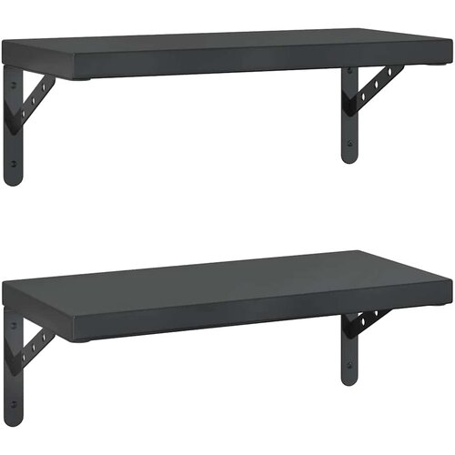  Zidne police 2 kom 50 x 23,5 cm crne nehrđajući čelik Slike