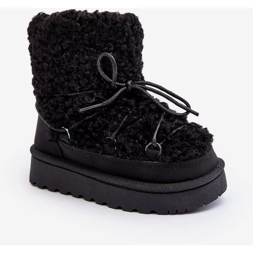 Kesi Warm children's snow boots, lace-up black, Asija