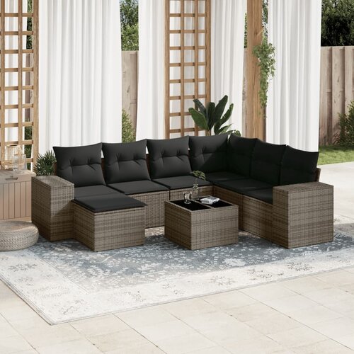 vidaXL 8-dijelni set vrtnih sofa od poliratana s jastucima sivi Cijene