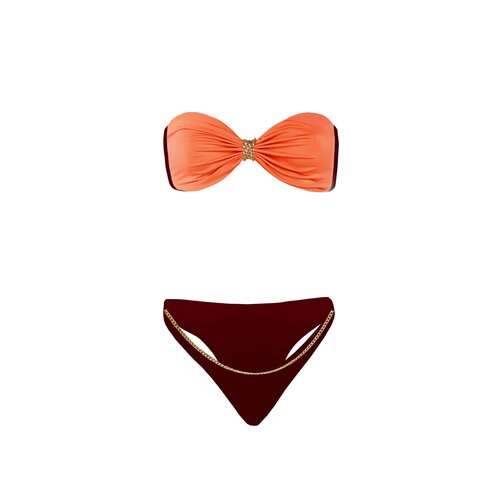 DEVI COLLECTION Ženski dvodelni kupaći kostim Yana bordo Slike