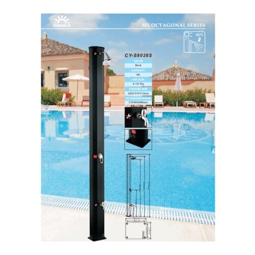 Nero cy-s8028s solarni tus 35l crni ravni sa nožnom slavinom h=217cm - sestougaoni ( 9344 ) Cene