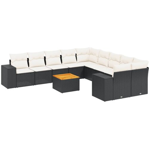  11-dijelni set vrtnih sofa od poliratana s jastucima crni Crna 83 x 62 x 69 cm Slike