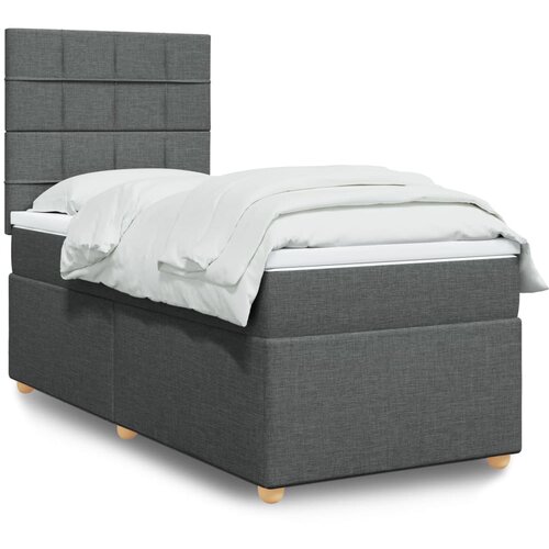 VidaXL Krevet s oprugama i madracem tamnosivi 90x200 cm od tkanine Slike