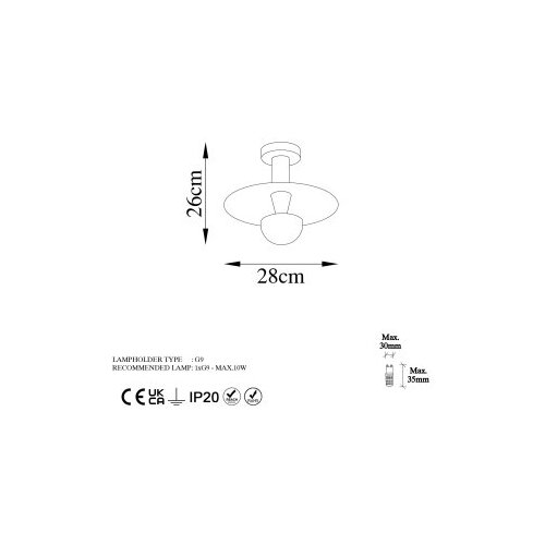 Opviq Luster Kurt-13353, 26cm, 28cm, IP20, G9 Slike