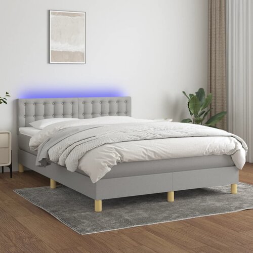 Krevet box spring s madracem LED svjetlosivi 140x200 cm tkanina Cene