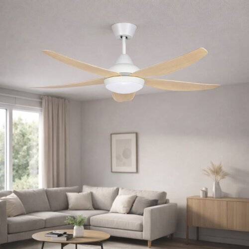 Prosto beli plafonski ventilator 142cm, 5 elisa, led CFB5605L-5/50WH Slike