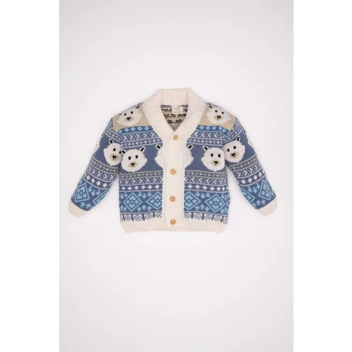 Defacto Baby Boy Patterned Knitted Cardigan