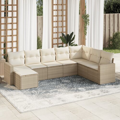 vidaXL 8-dijelni set vrtnih sofa od poliratana s jastucima bež Cijene