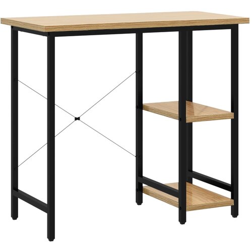 Maison Chic Računalni&amp;scaron;ka miza - pisarni&amp;scaron;ka miza črna in sv. hrast 80x40x72 cm MDF in kovina, (21785279) Slike