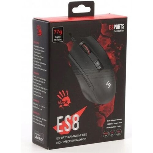 Oblivion gaming oprema A4-ES8 A4-ES8 A4Tech Bloody Gejmerski opt. mis, 1000Hz/1000-6000Dpi, Black USB 124mm Cene