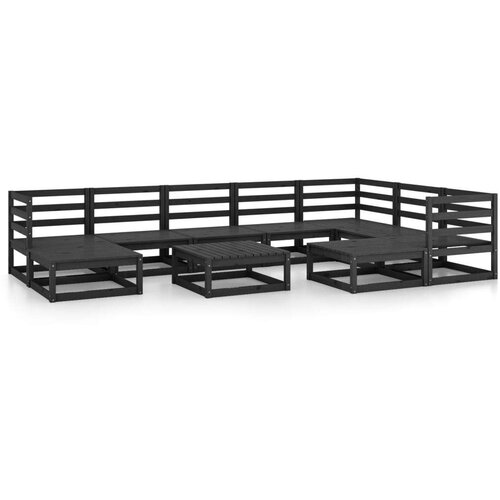  10-dijelna vrtna garnitura od masivne borovine crna Cijene