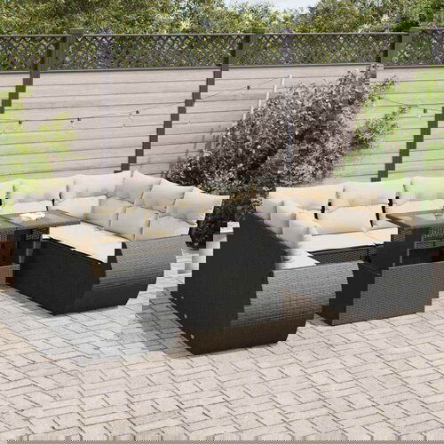 vidaXL 10-dijelni set vrtnih sofa s jastucima crni od poliratana Cijene