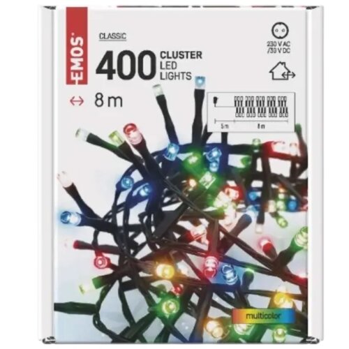Emos LED SVETLOSNI LANAC CLASSIC 400 LED-JEŽ, 8 M, SPOLJNI I UNUTRA&Scaron;NJI, MULTICOLOR, TAJMER D4BM02 Cene