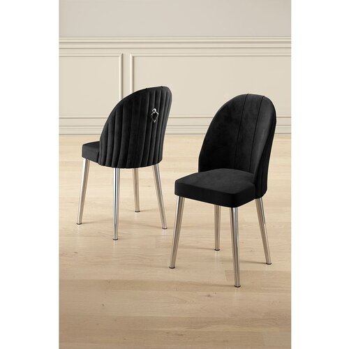 Hanah home Mara - Black, Chrome BlackChrome Chair Set (6 Pieces) Cene