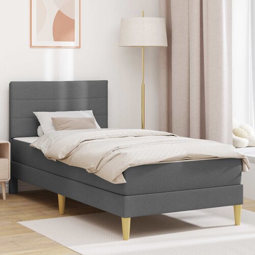  Okvir kreveta s madracem Tamno siva 90 x 190 cm tkanina Slike