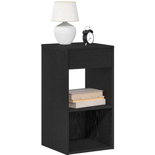 vidaXL Nočna omarica z predalom črna hrast 35x34x66,5 cm Cene