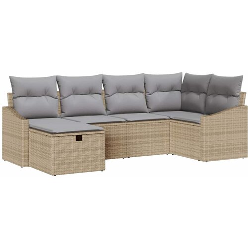  Set sofe 6 kom. Bež i svijetlo siva poliratan 233.5 x 123.5 x 69 cm Slike