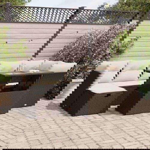 vidaXL 7-dijelni set vrtnih sofa od poliratana s jastucima smeđi Cijene