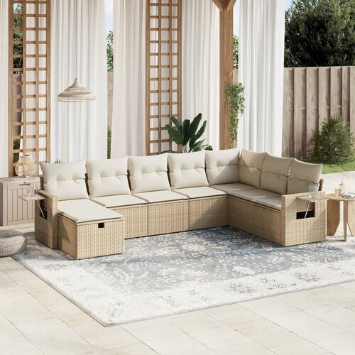 vidaXL 8-dijelni set vrtnih sofa od poliratana s jastucima bež Cijene