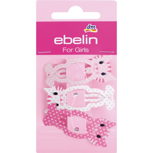 ebelin dečije šnalice za kosu - oblik maca, u roze boji 3 kom Cene