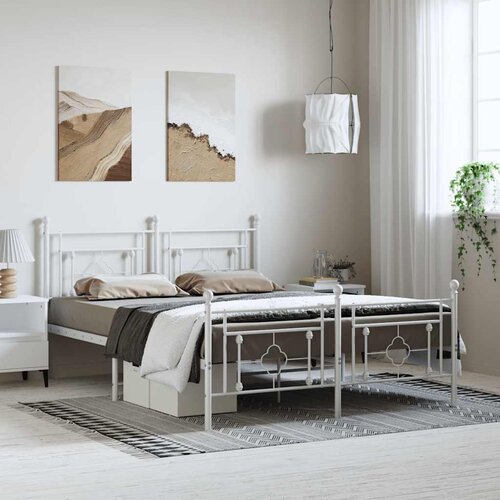 Furnova Kovinski posteljni okvir z vzglavjem in vznožjem bel 150x200 cm, (21935909) Slike