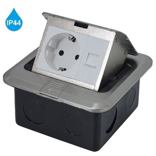 Mitea_Electric mitea electric popup podsklop za pod sa priključnicom ME-PN-1219/S-3 IP44 gs + Cat6 lan, 16A 250V-3600W Slike