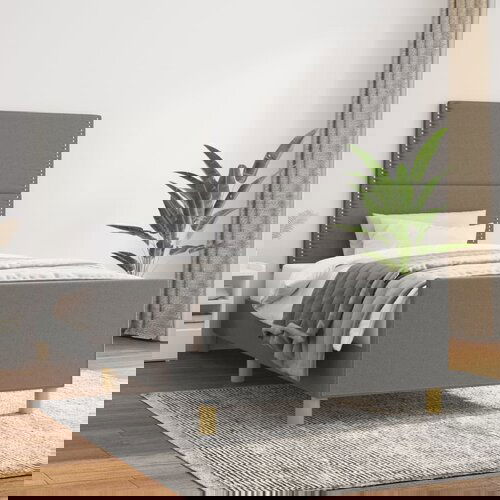 The Living Store Posteljni okvir z vzglavjem temno siv 90x190 cm blago - Posteljni Okvir Z Vzglavjem, (21527935) Cene