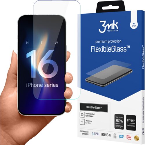 3mk FLEXIBLEGLASS KALJENO STEKLO ZA APPLE IPHONE 16 ZA&amp;Scaron;ČITA EKRANA, (21975723) Slike
