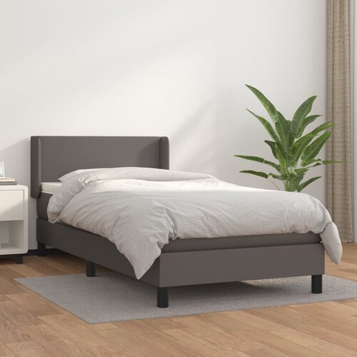 The Living Store Box spring postelja z vzmetnico siva 100x200 cm umetno usnje - Box Spring Postelja, (21520412) Slike