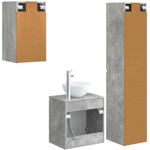  Set namje&amp;scaron;taja za kupaonicu 3 kom. Betonska siva 33 x 34,5 x 160 cm Slike
