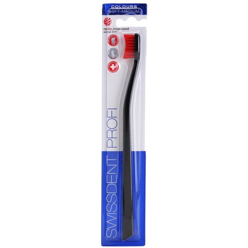 Swissdent Profi Colours Soft Medium zobna ščetka 1 ks odtenek Black&Red Cene
