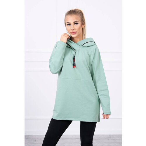 Kesi Tunic with zipper on hood Oversize dark mint Slike