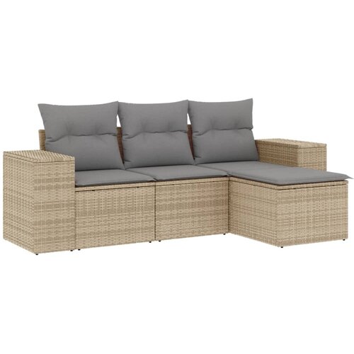  4-dijelni set vrtnih sofa s jastucima bež od poliratana Slike