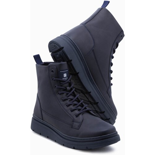 Ombre Men's winter lace-up boots with higher upper - dark blue Cijene