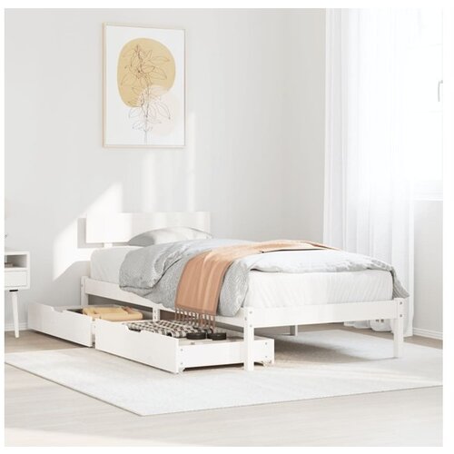 vidaXL Okvir kreveta bez madraca bijeli 75 x 190 cm masivna borovina Cijene